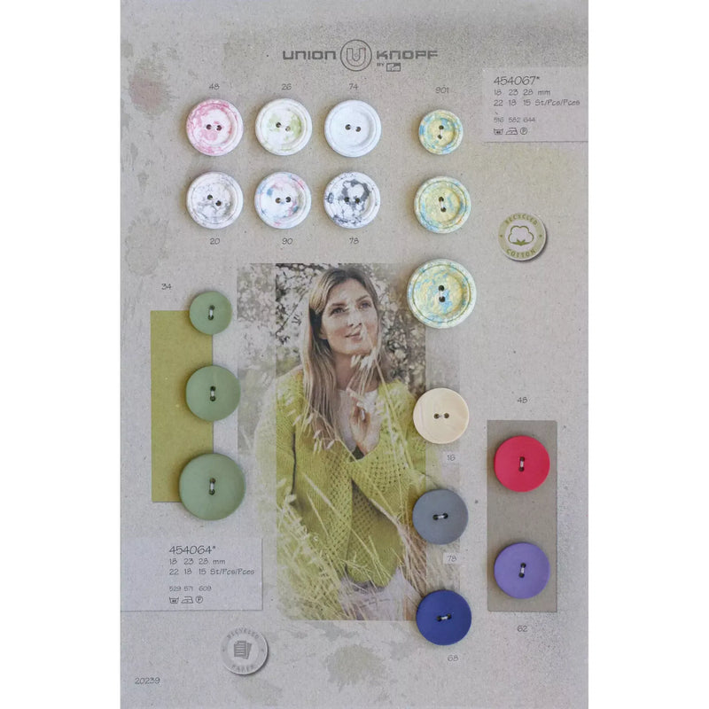 Cotton/polyester button 2-holes, recycled, 18mm