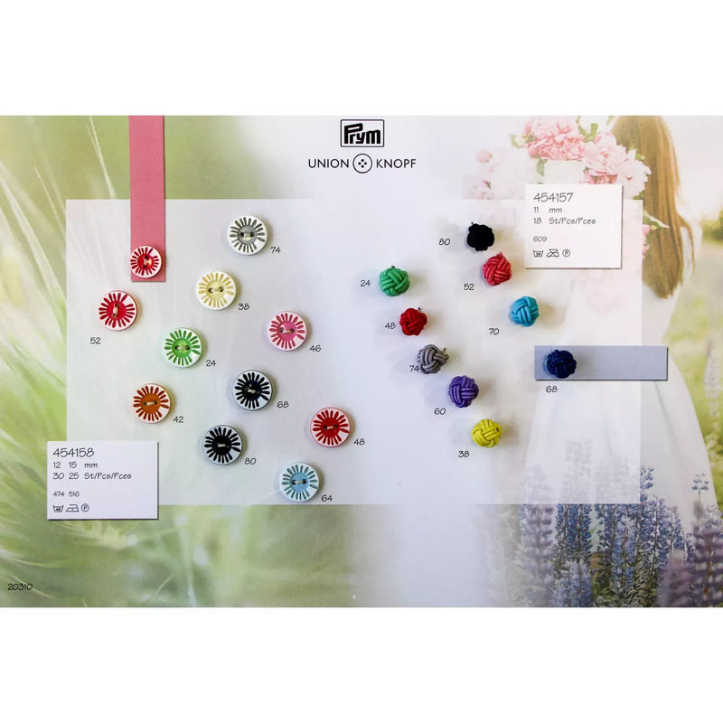 Polyester button 2-holes Flower, 12mm 15MM