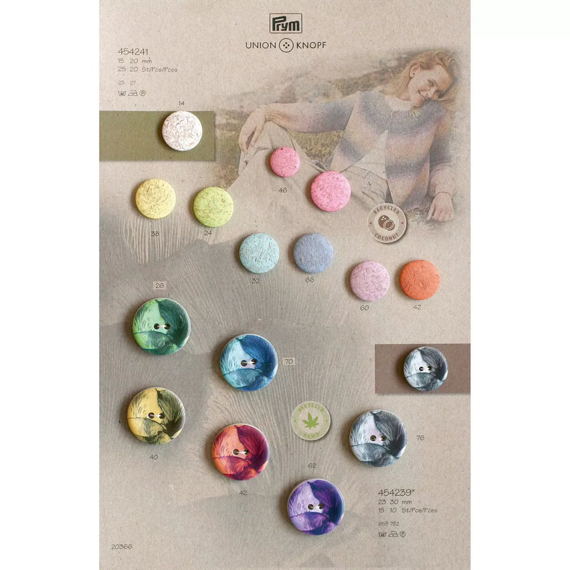 Coconut/polyester button shank recycled 15mm, 20mm