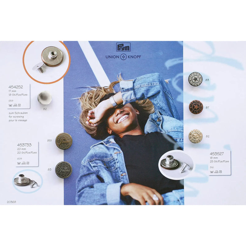 Metal jeans button Star 18mm