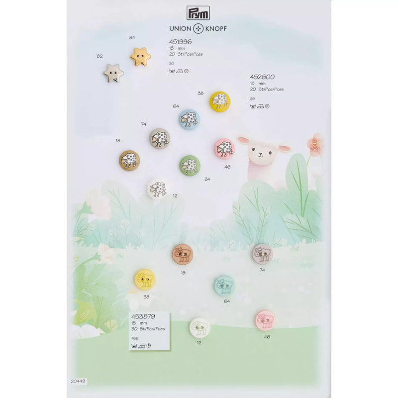Polyester button Sheep 15mm