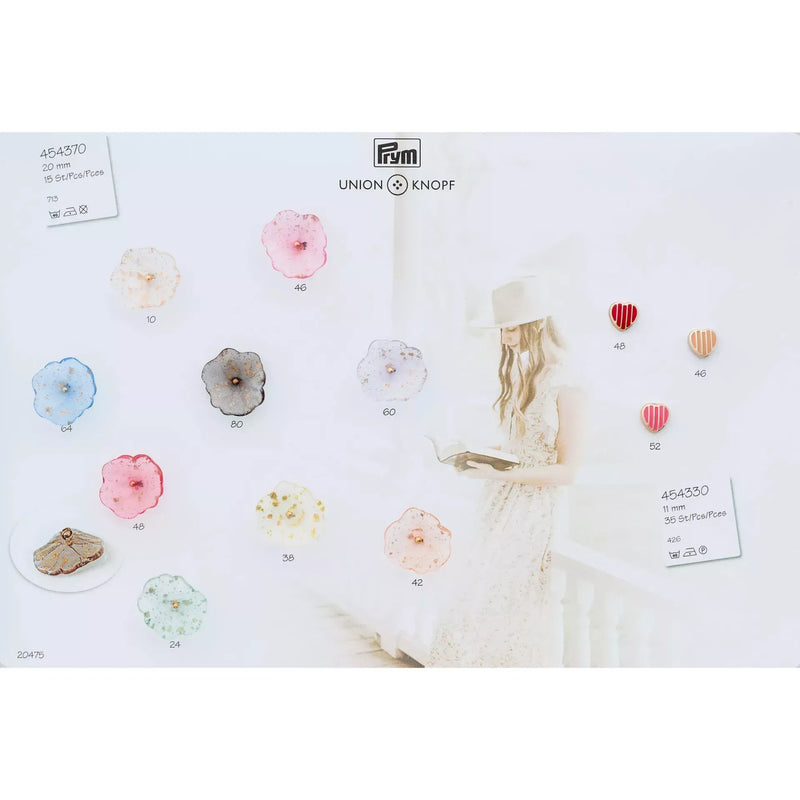 Polyester button shank metallized Heart 11mm
