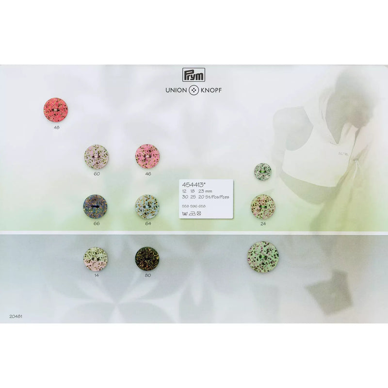 Polyester button 2-holes, Dots, 12mm,18mm,23mm
