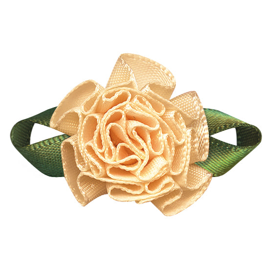 Single‑Face Satin Bow with Foliage Flower Accent (20 PCS)