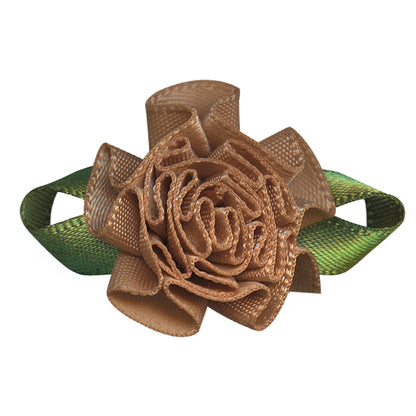 Single‑Face Satin Bow with Foliage Flower Accent (20 PCS)