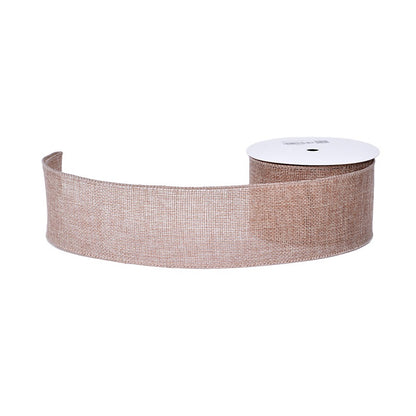Burlap Ribbon Solid Colors White Wired Edge (63MM) 10Yards