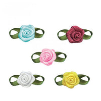 Turquoise Satin Ribbon with Flower Foliage Single Face Satin Bow (10pcs)