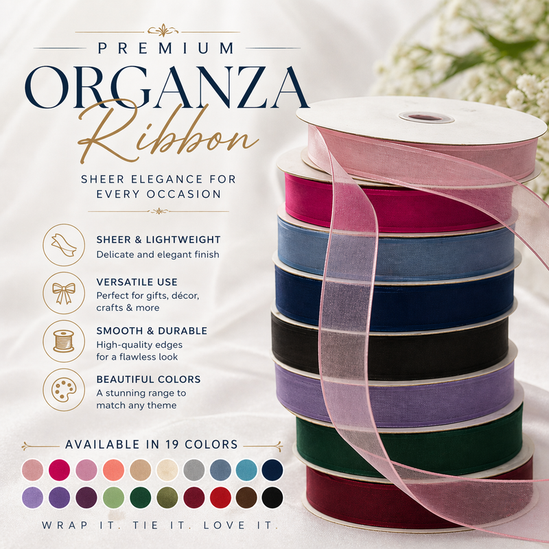 Premium Organza Ribbon with Satin Edge Finish 25MM