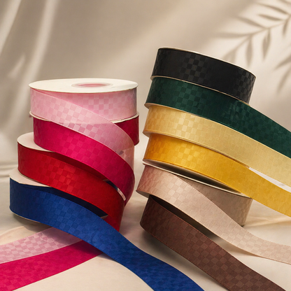 Premium Satin Check Ribbon 25MM