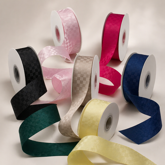 Premium Satin Check Ribbon 25MM