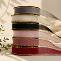 Elegant Organza Ribbon Collection with Gold Edges-25MM