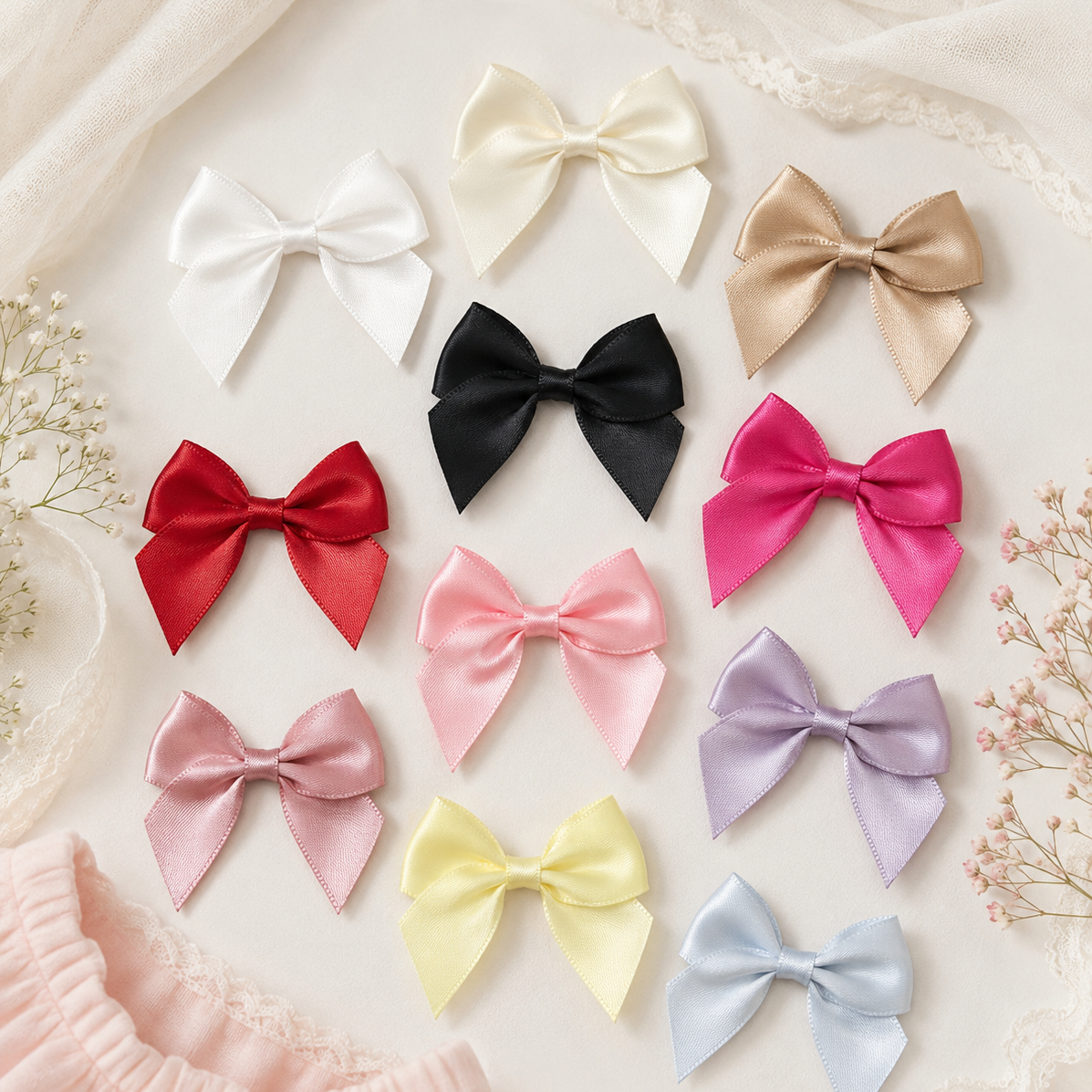 Satin Ribbon Hair Bow (20pcs)