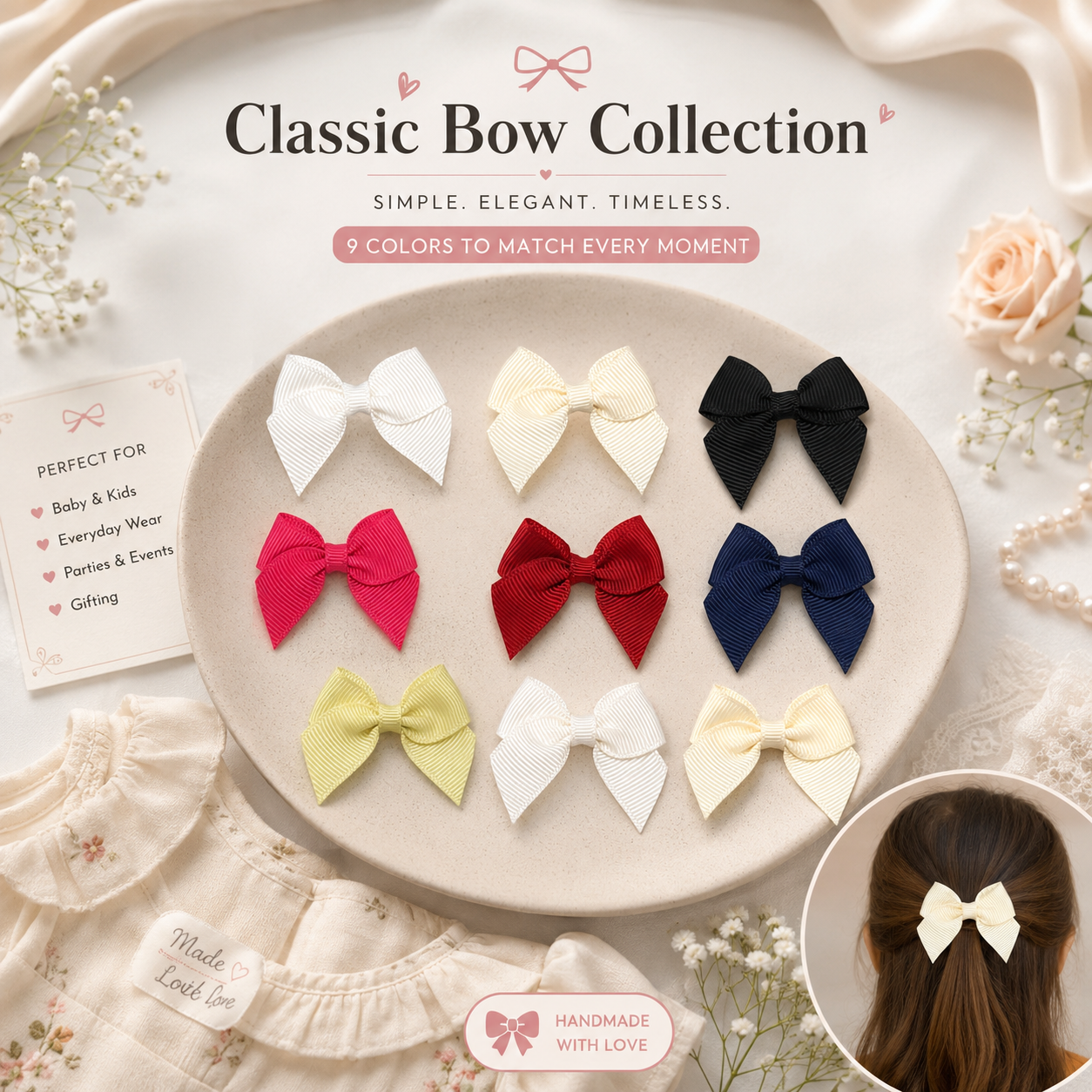 Mini Grosgrain Ribbon Hair Bow(20pcs)