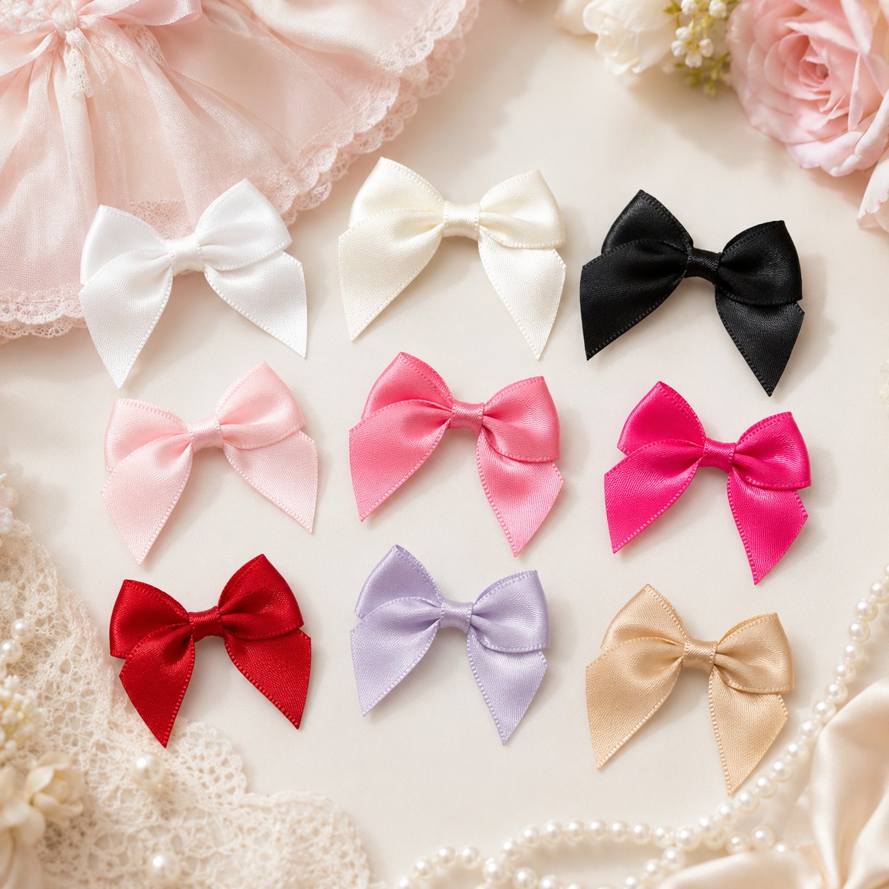Mini Satin Ribbon Hair Bow(20pcs)
