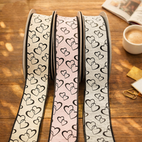 Elegant Heart Print Ribbon Roll -25MM