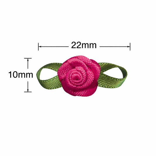 Turquoise Satin Ribbon with Flower Foliage Single Face Satin Bow (10pcs)