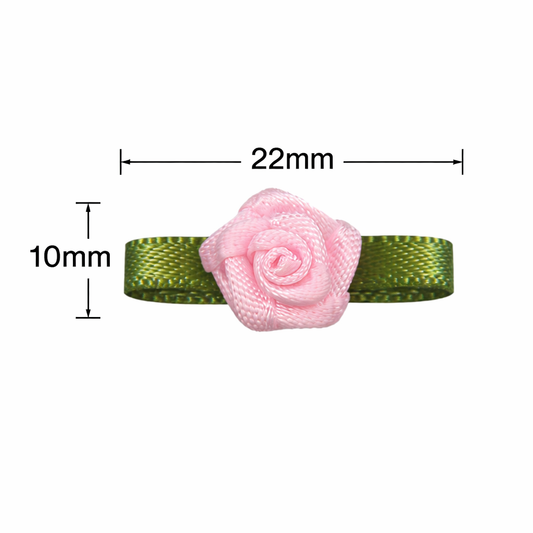 Ribbon Bow Foliage Flower With Single Face Satin (10 PCS)