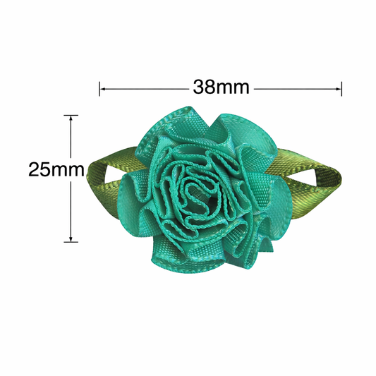 Gift Ribbon Single‑Face Satin Bow with Foliage Flower Accent (10 PCS)