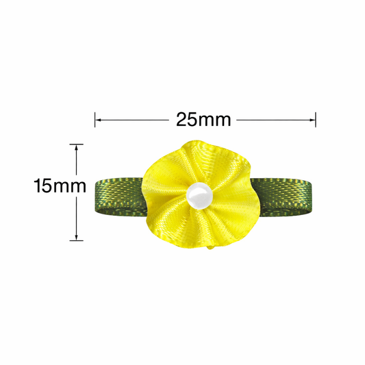 Blush Ribbon Bow with Flower Foliage – Single Face Satin (10pcs)