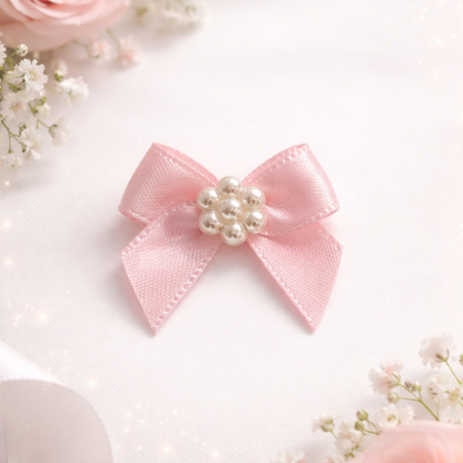 Elegant Satin Pearl Center Bow