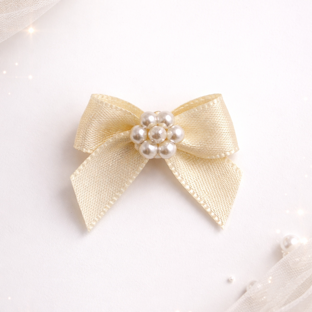 Elegant Satin Pearl Center Bow