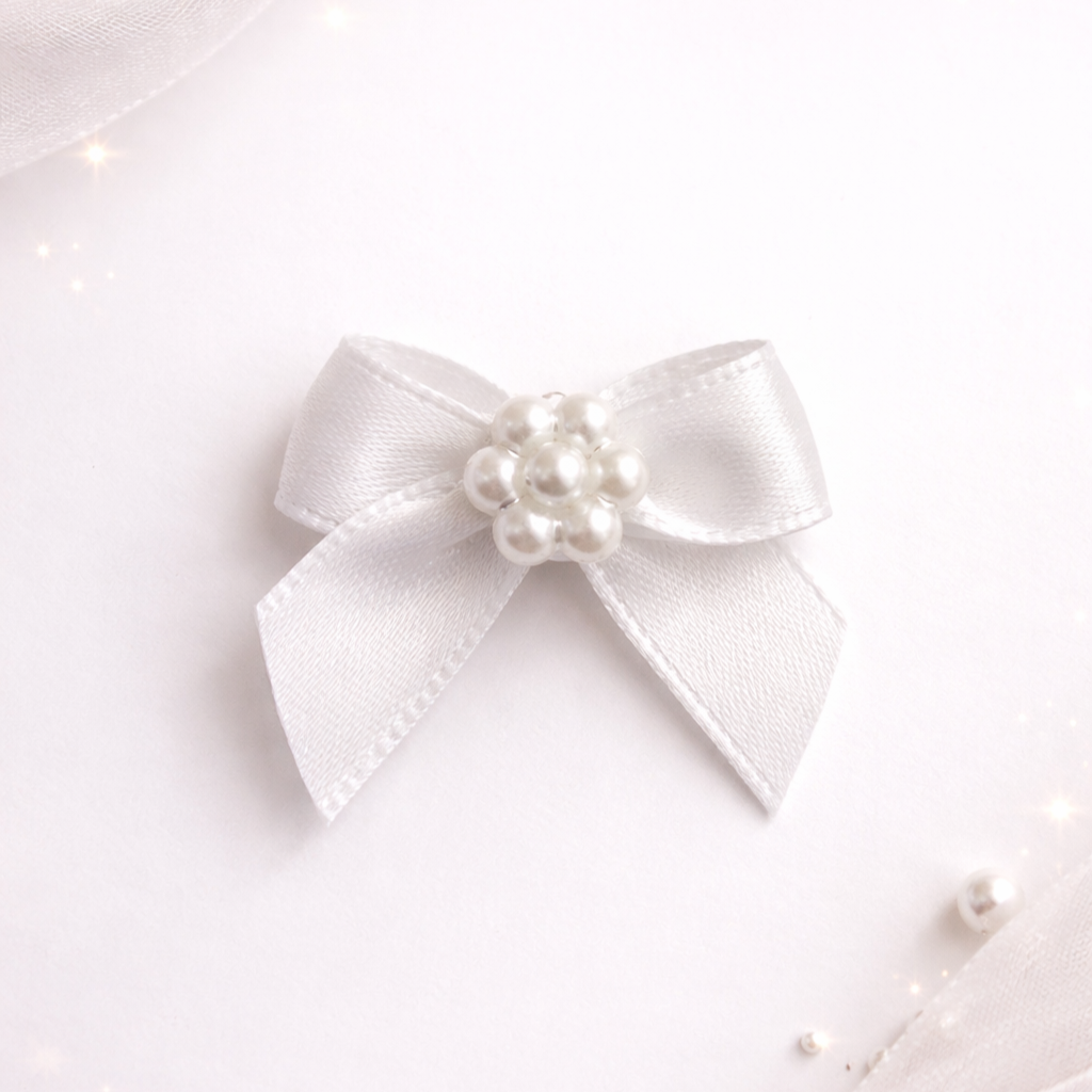Elegant Satin Pearl Center Bow