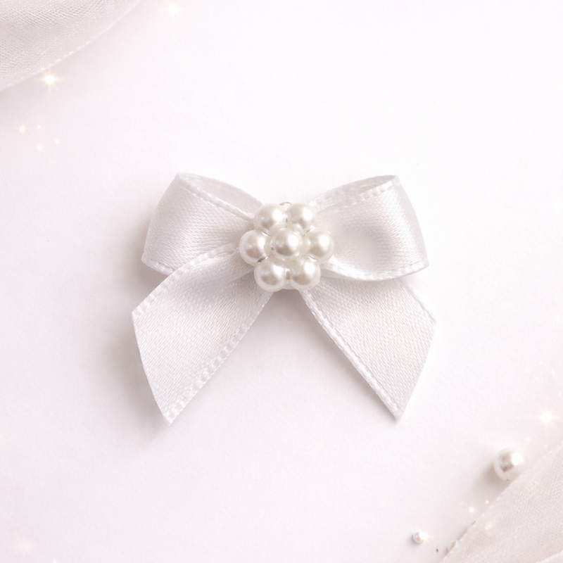 Elegant Satin Pearl Center Bow