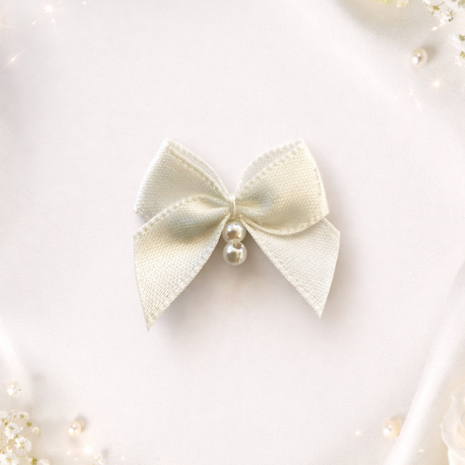 Premium Handcrafted Satin Bow with Pearl Accent