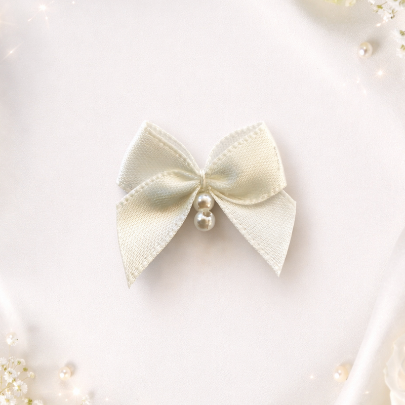 Premium Handcrafted Satin Bow with Pearl Accent