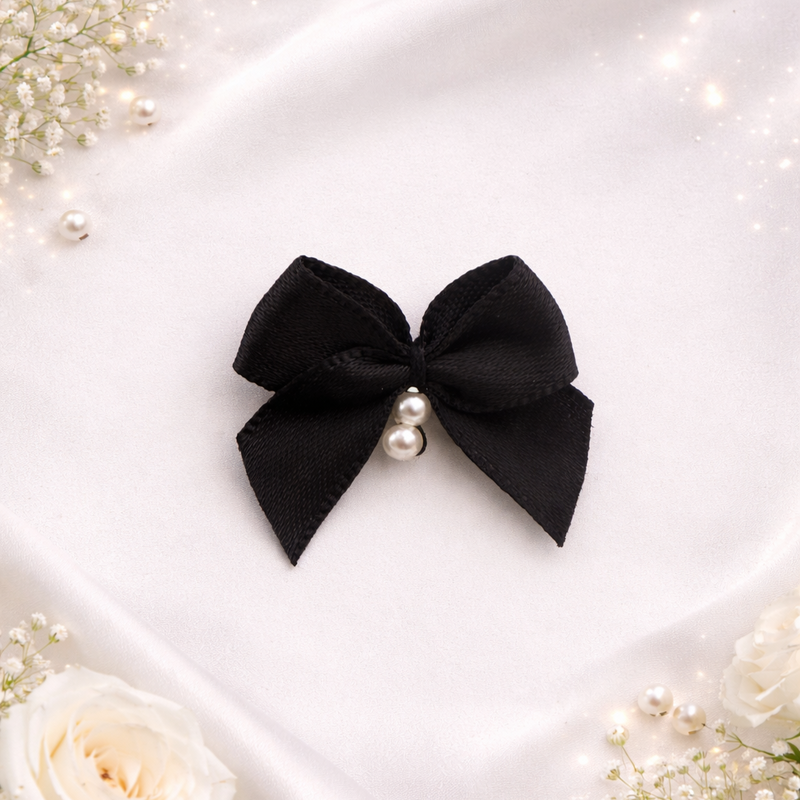 Premium Handcrafted Satin Bow with Pearl Accent