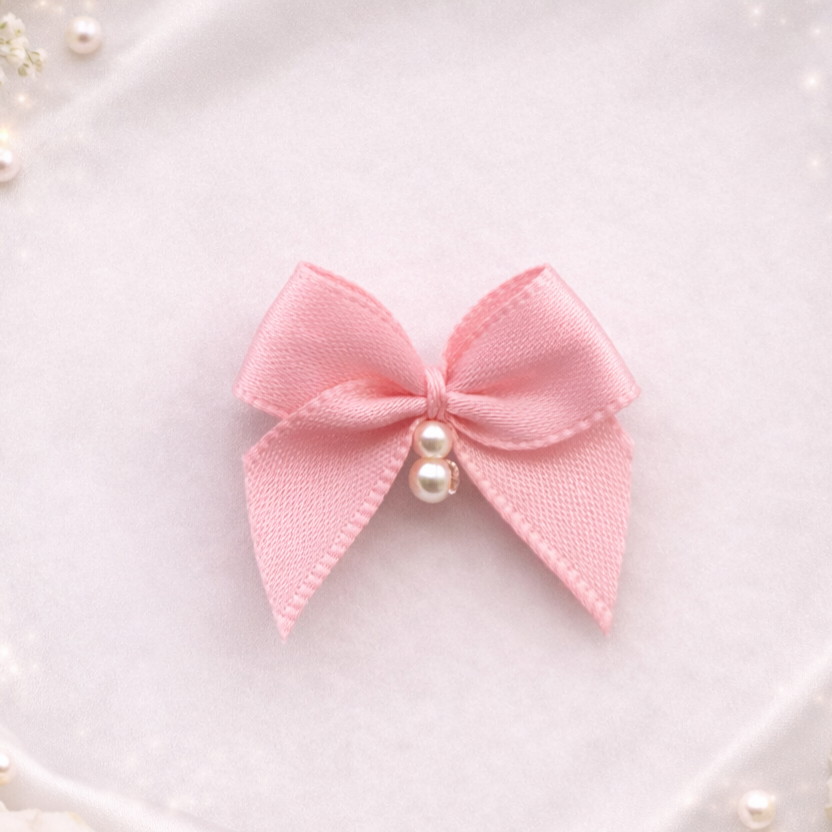 Premium Handcrafted Satin Bow with Pearl Accent
