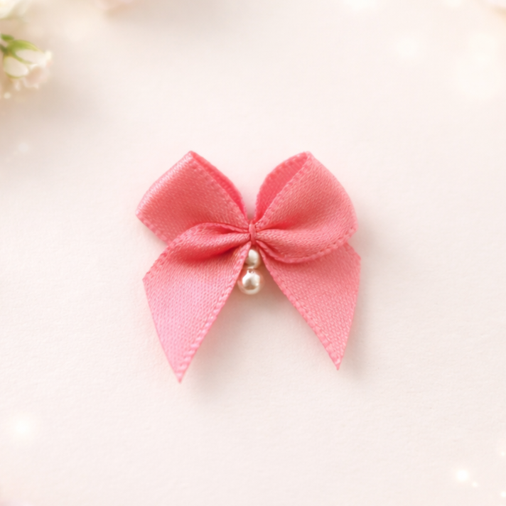 Premium Handcrafted Satin Bow with Pearl Accent