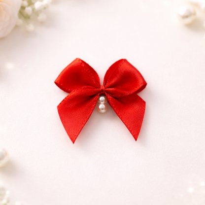 Premium Handcrafted Satin Bow with Pearl Accent
