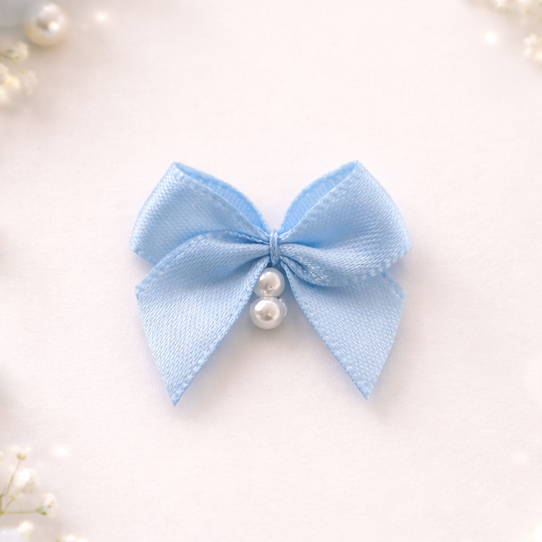 Premium Handcrafted Satin Bow with Pearl Accent