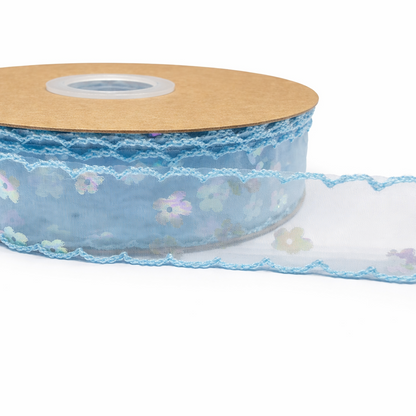 Premium Pastel Daisy Organza Ribbon-25mm