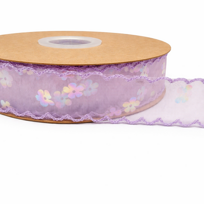 Premium Pastel Daisy Organza Ribbon-25mm