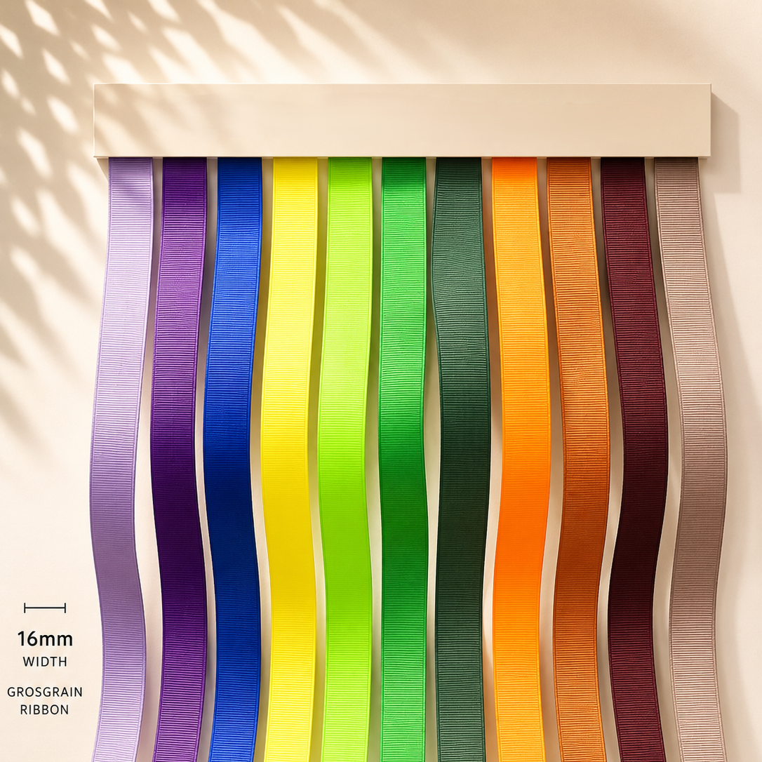 16mm Premium grosgrain ribbon Purple, Green, Yellow, Orange, Brown series