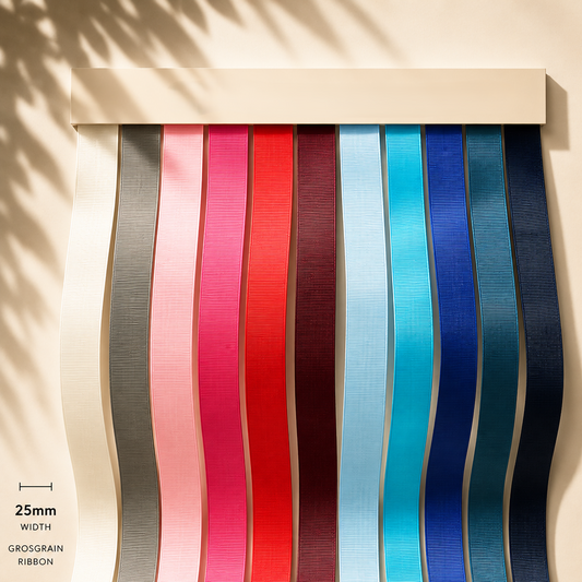 25mm Premium grosgrain ribbon Grey, Pink, Red, Blue series