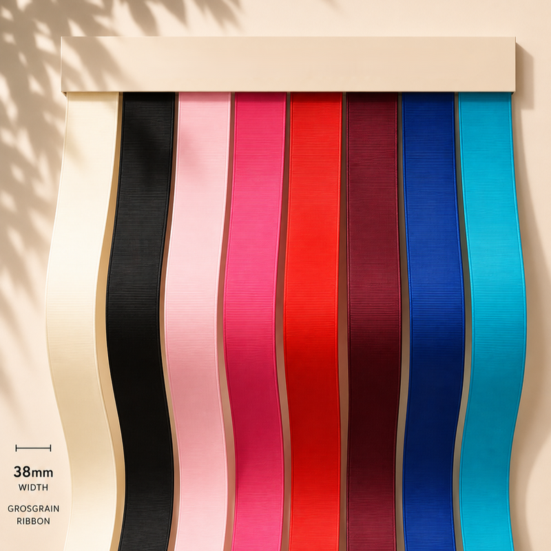 38mm Premium grosgrain ribbon Grey, Pink, Red, Blue series