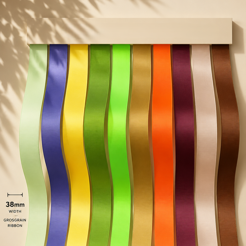38mm Premium grosgrain ribbon Purple, Green, Yellow, Orange, Brown series
