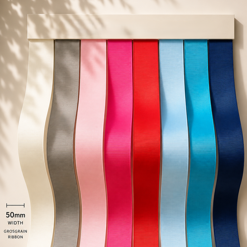50mm Premium grosgrain ribbon Grey, Pink, Red, Blue series