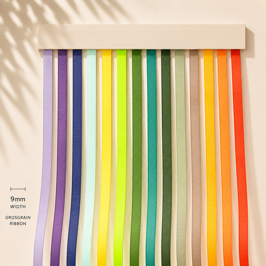 9mm Premium grosgrain ribbon Purple, Green, Yellow, Orange, Brown series