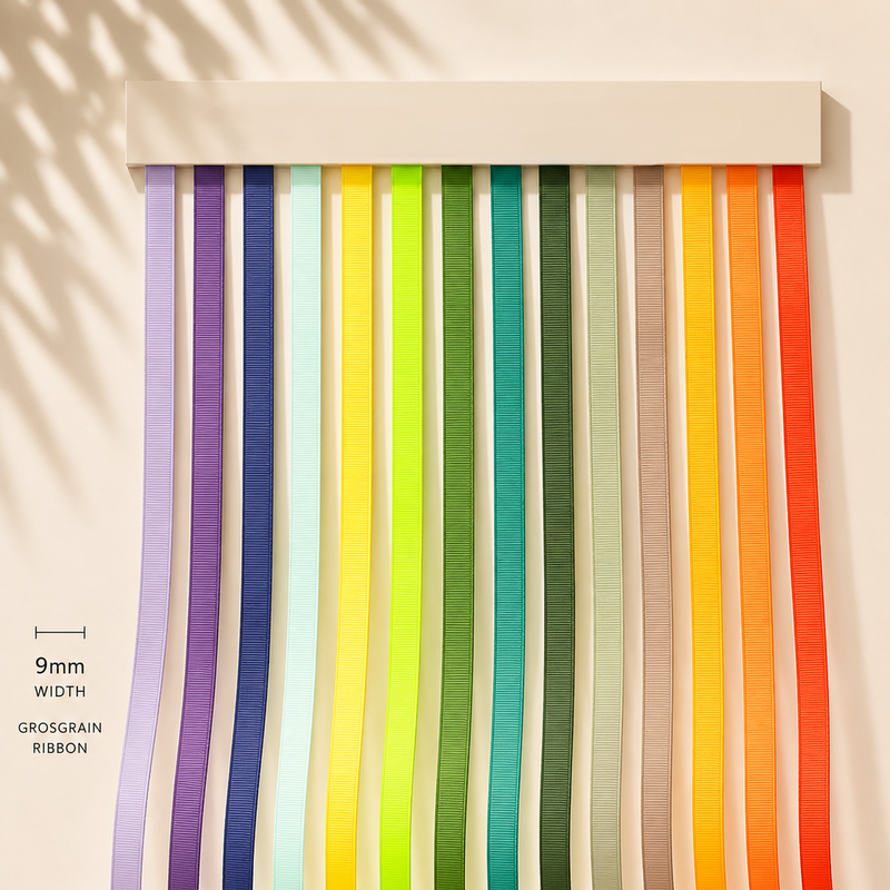 9mm Premium grosgrain ribbon Purple, Green, Yellow, Orange, Brown series