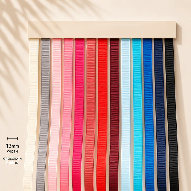 13mm Premium grosgrain ribbon Grey, Pink, Red, Blue series
