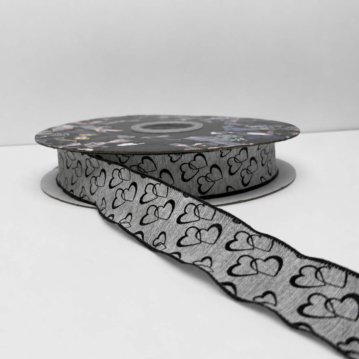 Elegant Heart Print Ribbon Roll -25MM