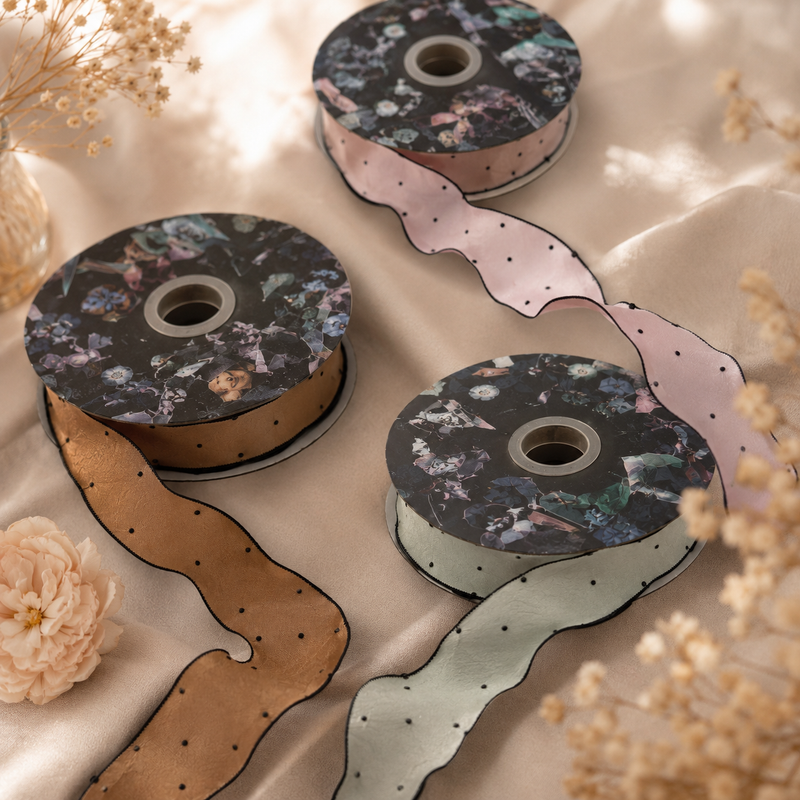 Elegant Satin Ribbon with Rhinestone Dots