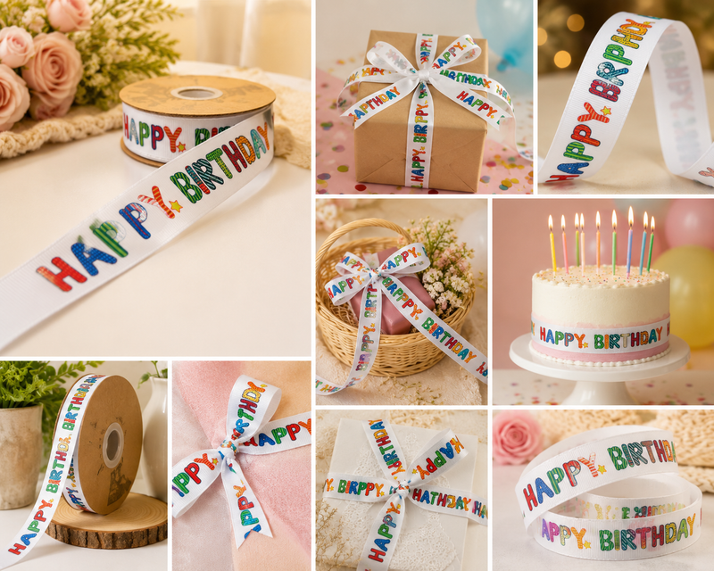 Happy Birthday Printed Ribbon