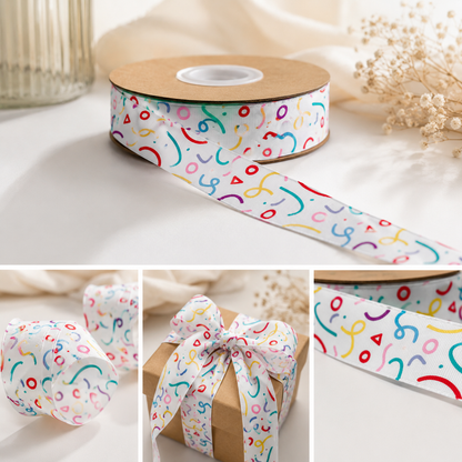 Colorful Confetti Printed Ribbon Roll