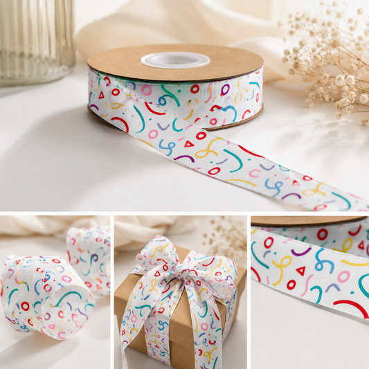 Colorful Confetti Printed Ribbon Roll