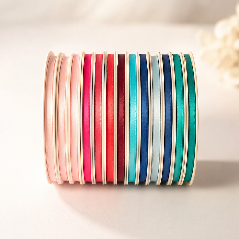 3mm Premium Double Face Satin Ribbon White, Grey, Pink, Red, Blue Series